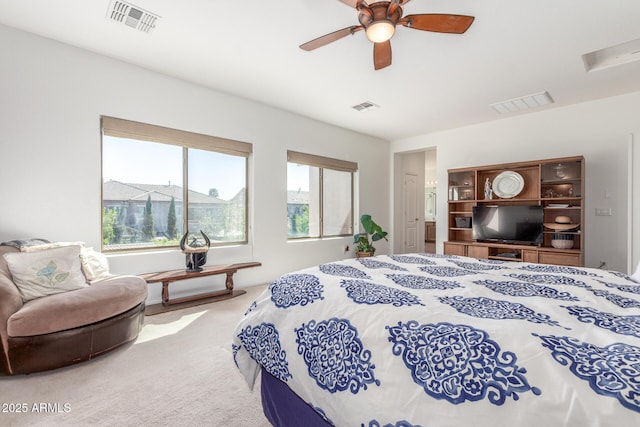 14363 W Acapulco Ln, Surprise, AZ 85379 - bedroom featuring visible vents, ceiling fan, and carpet