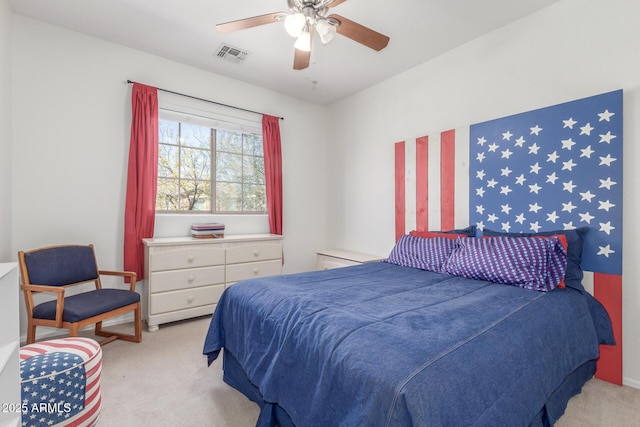 14363 W Acapulco Ln, Surprise, AZ 85379 - bedroom featuring visible vents, carpet floors, and a ceiling fan