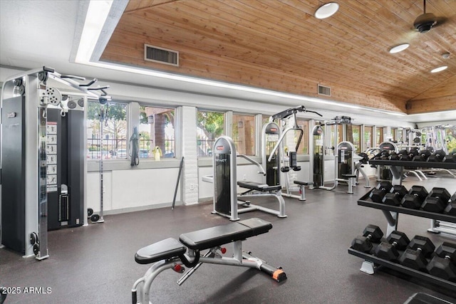 5200 S Lakeshore Dr Unit 120, Tempe, AZ 85283 - gym with wood ceiling, healthy amount of natural light, and lofted ceiling