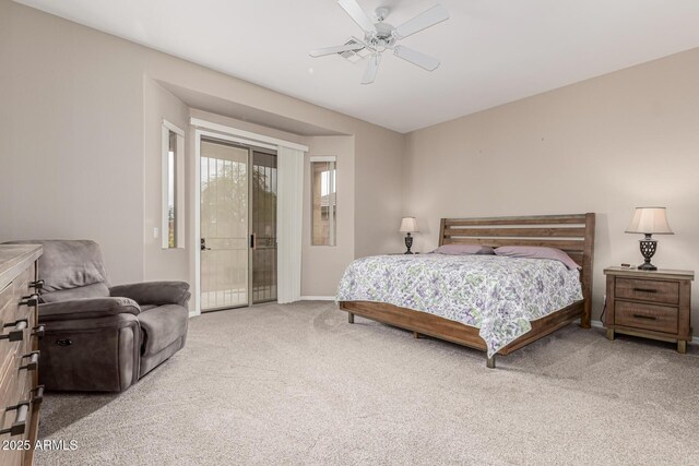 18247 N 168th Cir, Surprise, AZ 85374 - bedroom with access to exterior, carpet, baseboards, and a ceiling fan