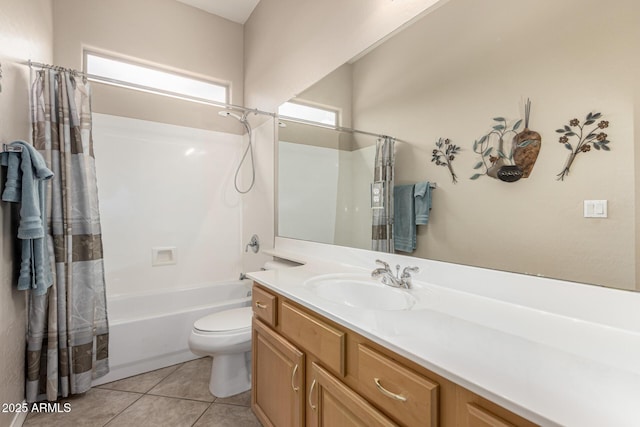 18247 N 168th Cir, Surprise, AZ 85374 - full bath featuring toilet, vanity, shower / bathtub combination with curtain, and tile patterned flooring