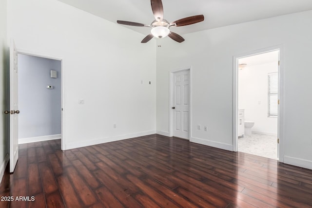 2230 N Los Alamos, Mesa, AZ 85213 - unfurnished bedroom featuring wood finished floors, lofted ceiling, baseboards, and ensuite bathroom