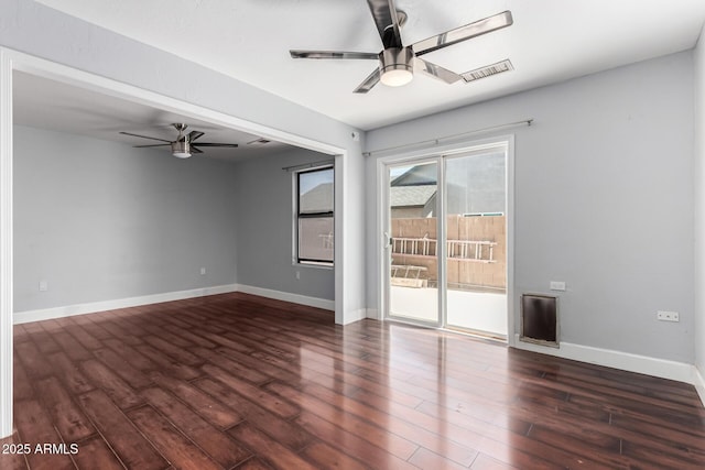 2230 N Los Alamos, Mesa, AZ 85213 - unfurnished room with ceiling fan, dark wood finished floors, and baseboards