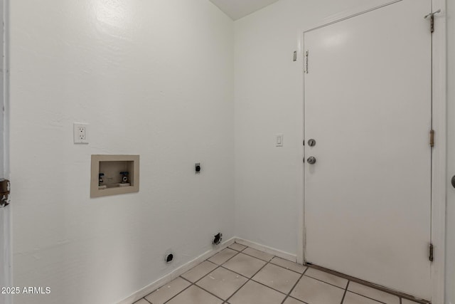 2230 N Los Alamos, Mesa, AZ 85213 - laundry room featuring hookup for a washing machine, hookup for an electric dryer, light tile patterned flooring, and baseboards