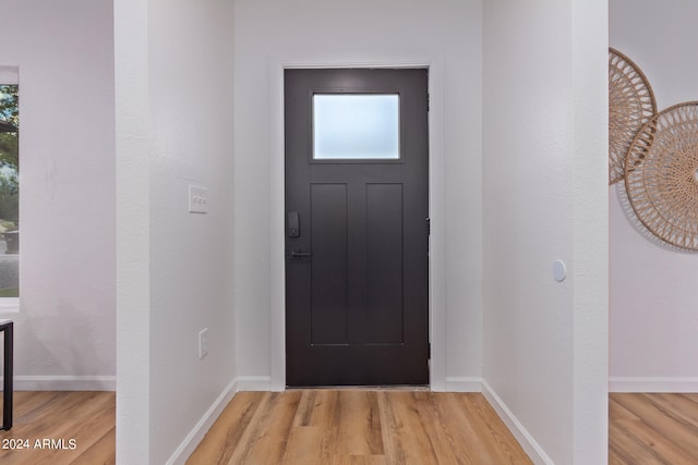 foyer featuring light wood-type flooring