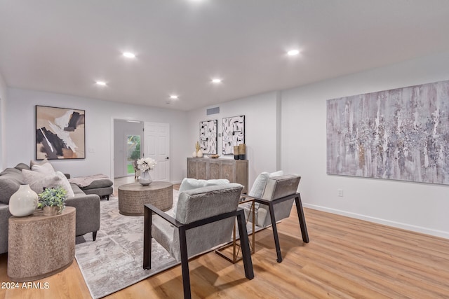 living room featuring light wood-type flooring