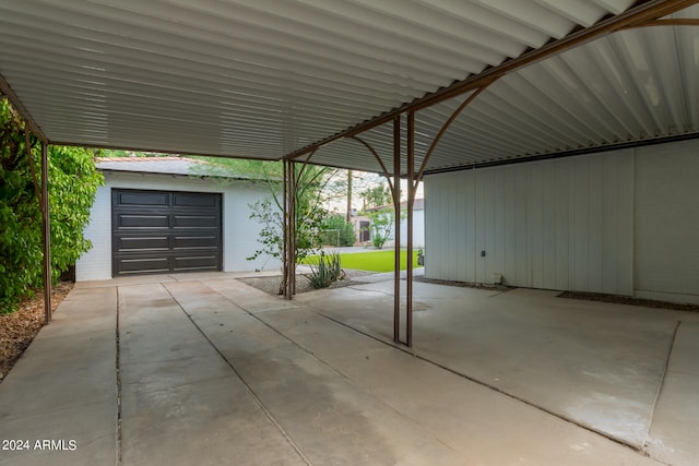 garage with a carport