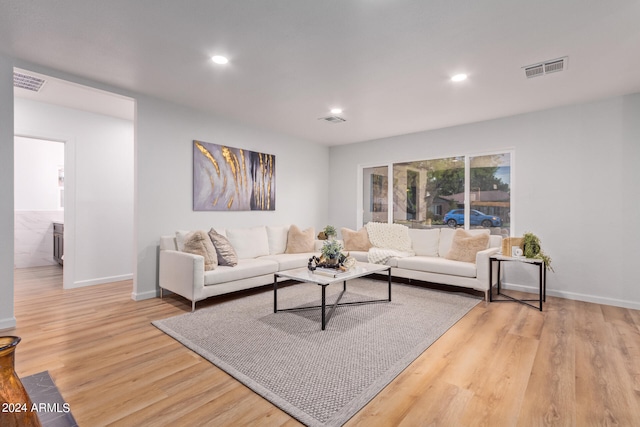 living room featuring light hardwood / wood-style flooring