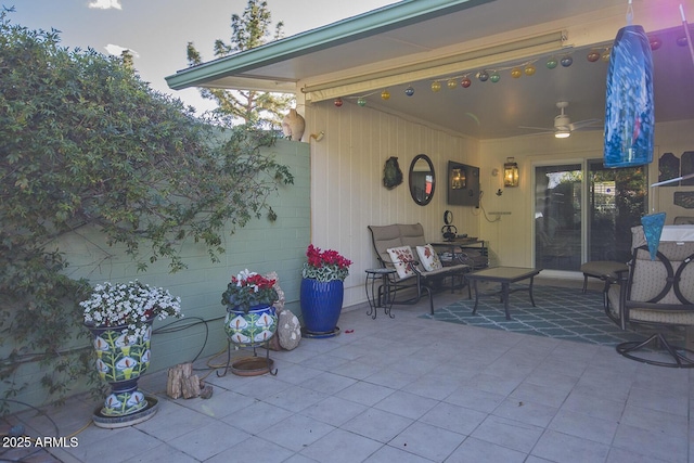 view of patio / terrace with ceiling fan