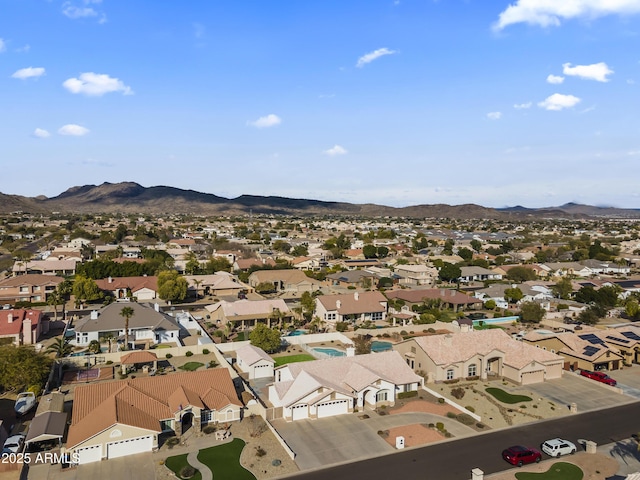 bird's eye view with a mountain view