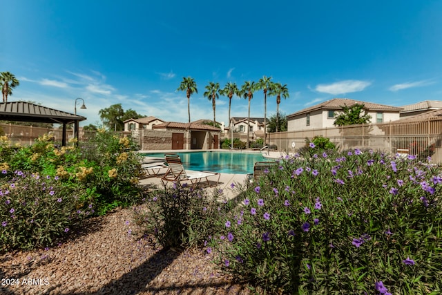 view of pool featuring a gazebo