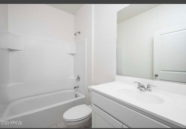 full bathroom featuring vanity, toilet, and tub / shower combination