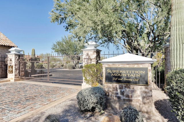 view of community sign