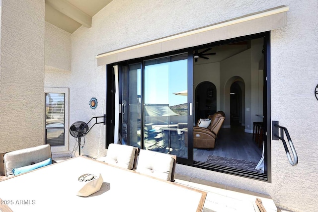 dining room with beam ceiling