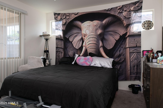 bedroom with carpet flooring and multiple windows