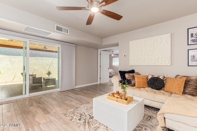 5913 E Thomas Rd, Scottsdale, AZ 85251 - living area with a ceiling fan, wood finished floors, and baseboards