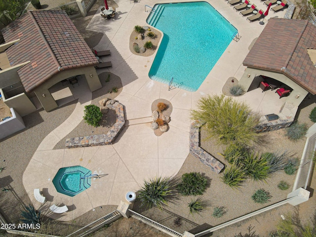 pool with a patio