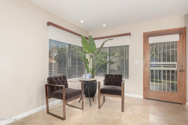 9809 W Behrend Dr, Peoria, AZ 85382 - dining area with baseboards, recessed lighting, and light tile patterned floors