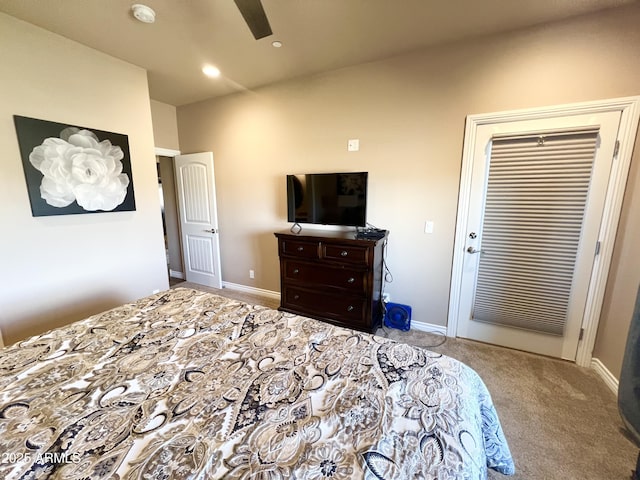6145 E Cave Creek Rd Unit 203, Cave Creek, AZ 85331 - carpeted bedroom featuring recessed lighting, ceiling fan, baseboards, and a closet