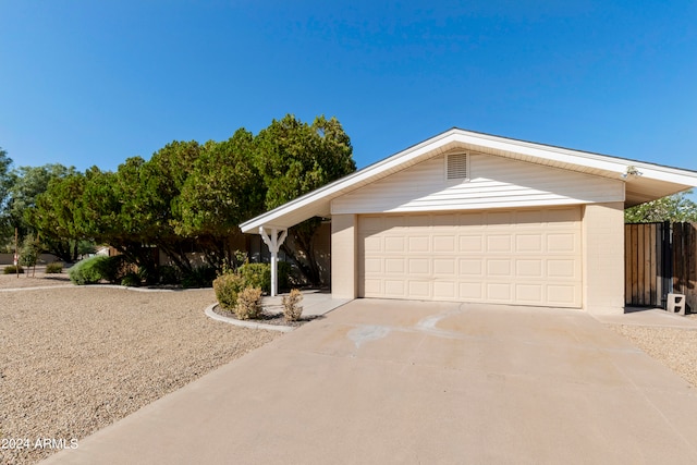 exterior space featuring a garage