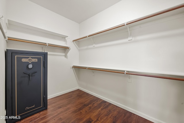 walk in closet featuring dark hardwood / wood-style floors