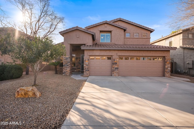 view of front of property with a garage