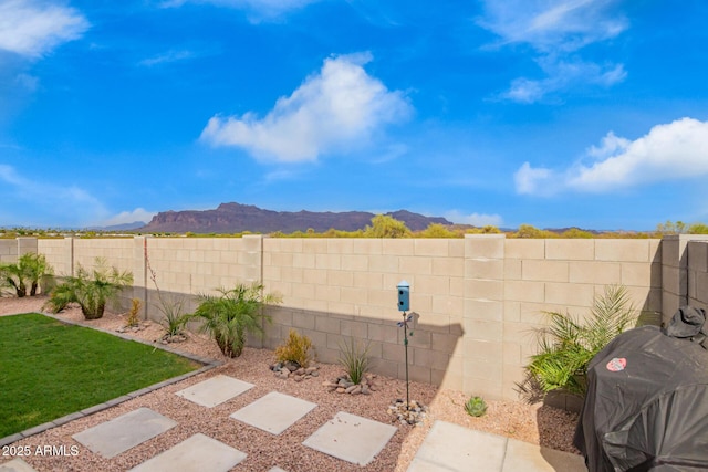 view of yard with a mountain view