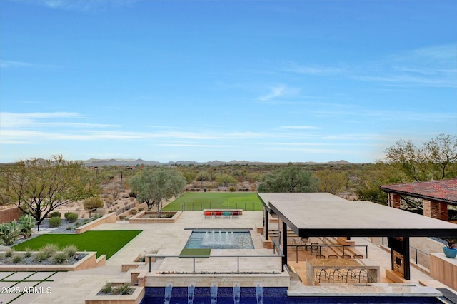 view of swimming pool with a gazebo, a patio area, and exterior bar