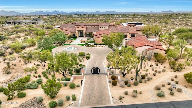 bird's eye view with a mountain view