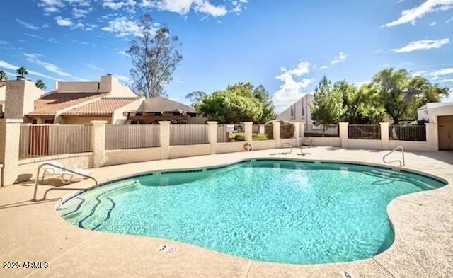 view of swimming pool with a patio