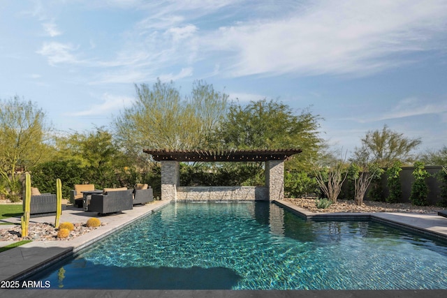 view of swimming pool with an outdoor hangout area and a patio area