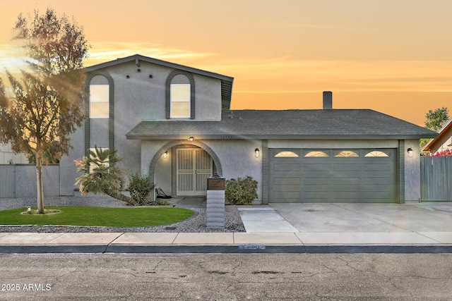 view of front facade with a garage