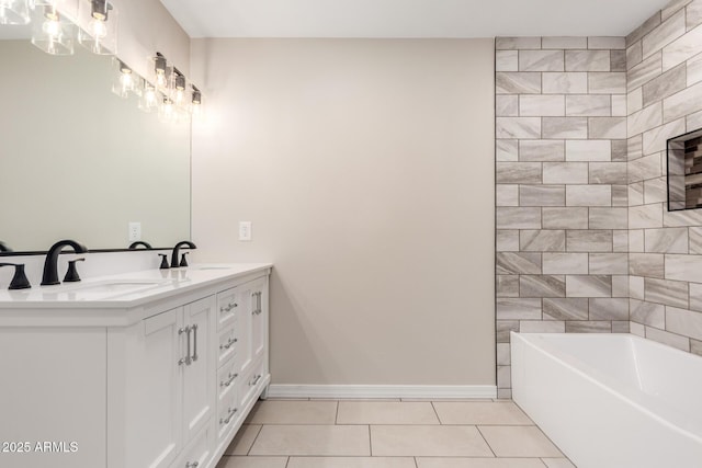 8124 N 45th Ave, Glendale, AZ 85302 - full bathroom featuring tile patterned floors, double vanity, a bath, and baseboards