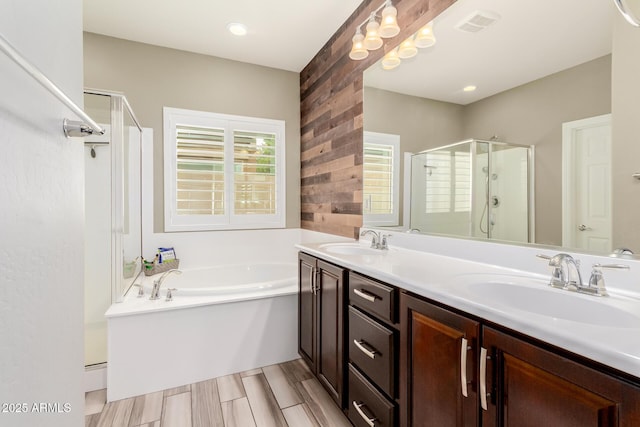 10738 W Rowel Rd, Peoria, AZ 85383 - bathroom with a stall shower, a garden tub, and double vanity