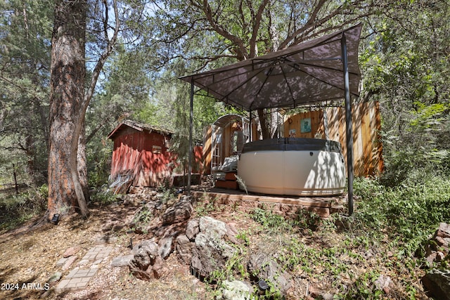 view of yard with a gazebo