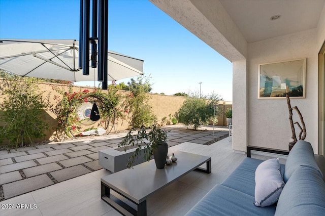 view of patio / terrace featuring an outdoor living space