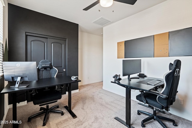 2335 W Sunland Ave, Phoenix, AZ 85041 - office space featuring light colored carpet, a ceiling fan, and baseboards