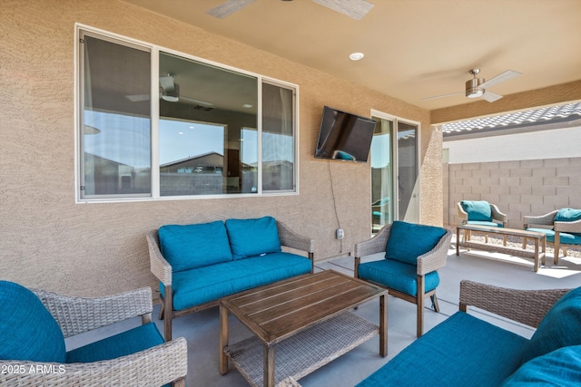 2335 W Sunland Ave, Phoenix, AZ 85041 - view of patio with a ceiling fan and an outdoor living space