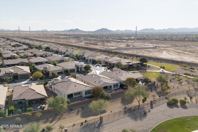 bird's eye view with a mountain view