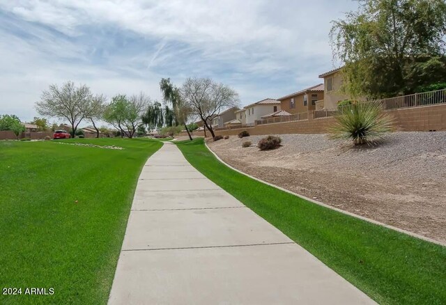 view of property's community with a yard