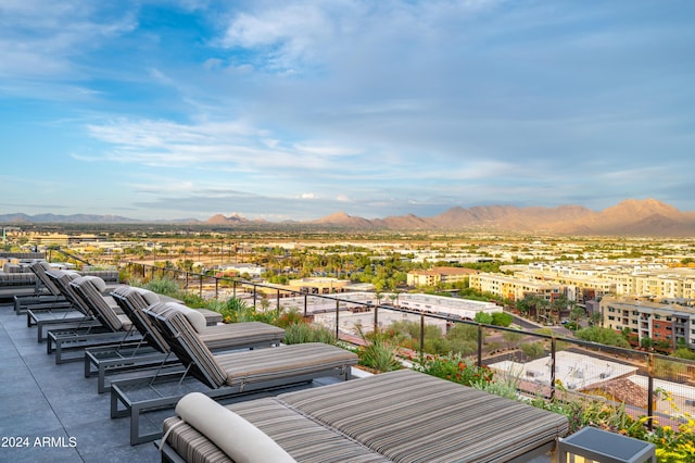 exterior space featuring a mountain view