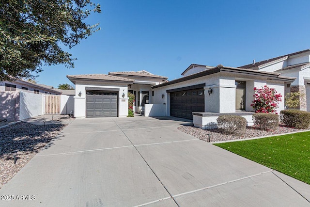 prairie-style home featuring a garage