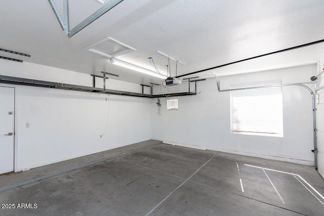 garage with a garage door opener