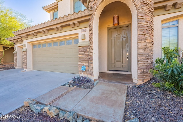 entrance to property with a garage