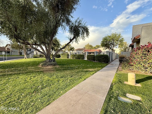 view of property's community featuring a lawn