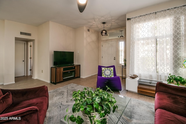 living room featuring light hardwood / wood-style floors