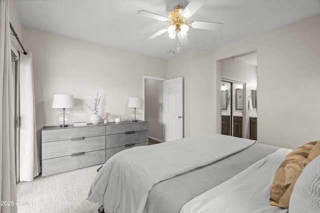 2834 E Devon Ct, Gilbert, AZ 85296 - bedroom featuring carpet floors, ensuite bathroom, and ceiling fan