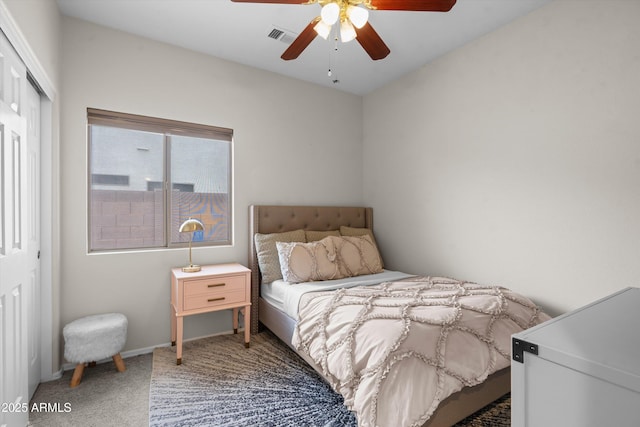 2834 E Devon Ct, Gilbert, AZ 85296 - carpeted bedroom with a closet and a ceiling fan