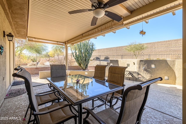 view of patio / terrace with ceiling fan