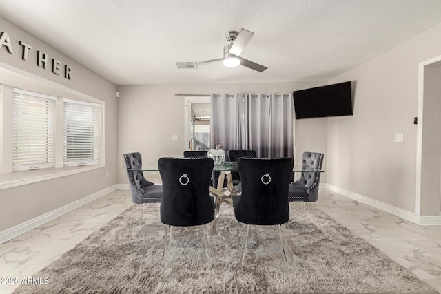 sitting room with plenty of natural light and ceiling fan